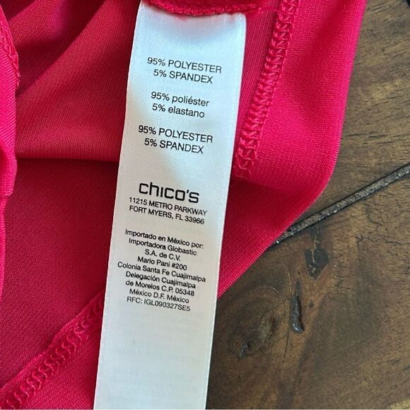 Chico’s Red Keyhole Neckline Long Sleeve Blouse Size Medium - Picture 5 of 10